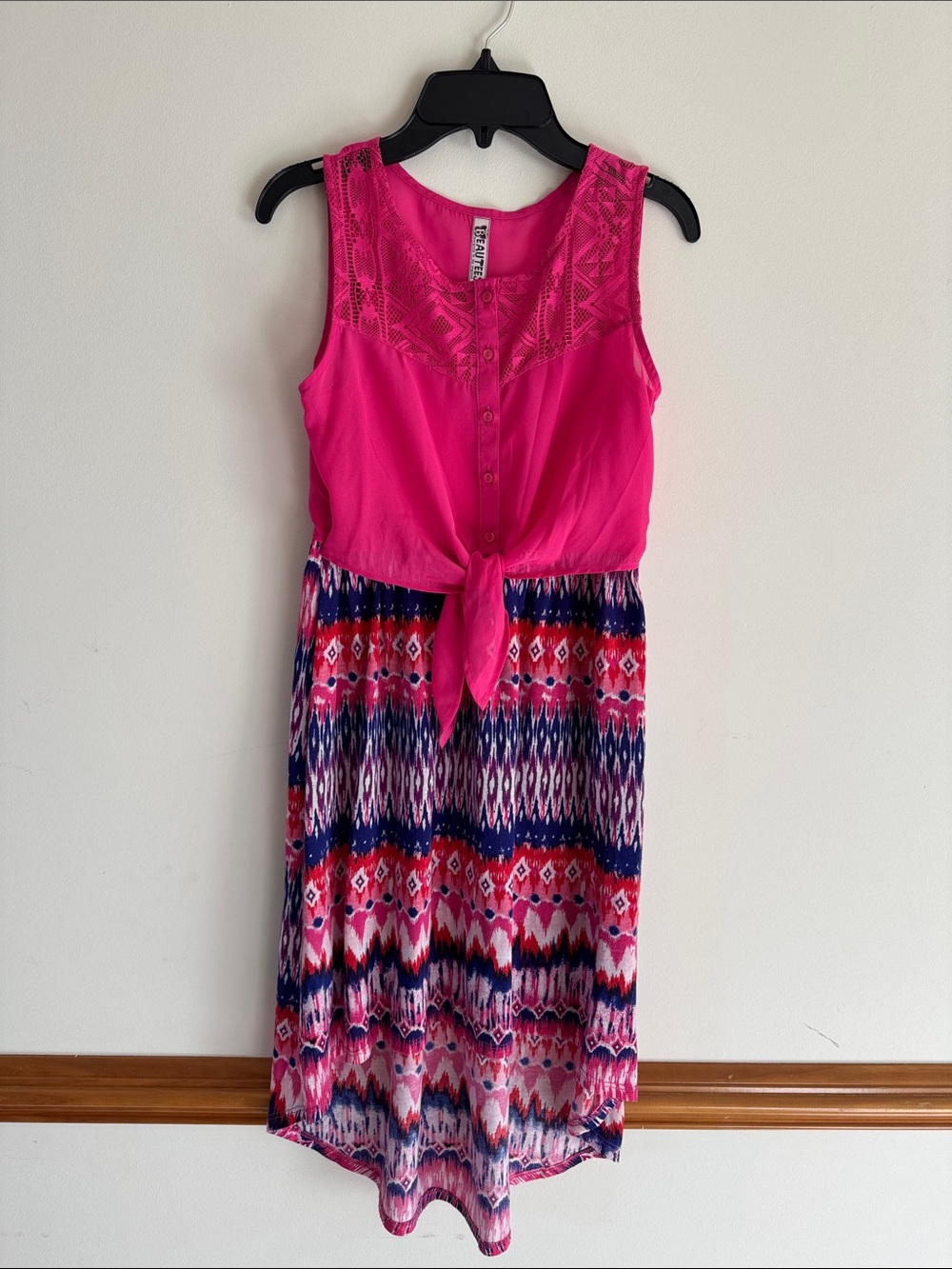 Beautees Hot Pink Lace-Front Casual High-Low Dress Girls Size 10
